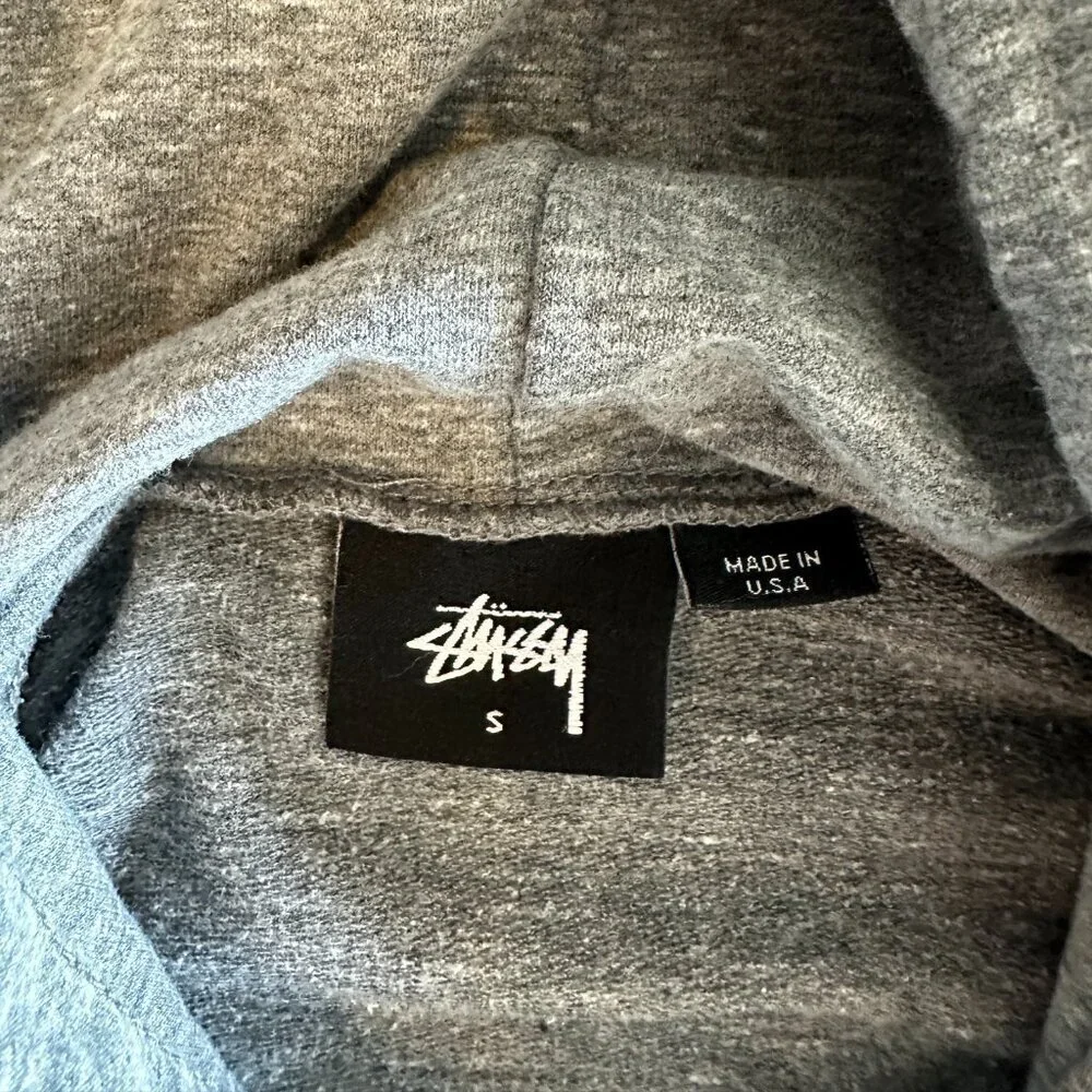 Vintage Stussy Gray Hoodie with Surf Back Graphic - Size S - Picture 5 of 9